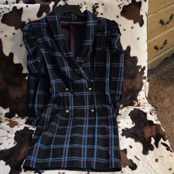 VENUS Black and Blue Dress Blazer with Tailored Fit - Picture 2 of 5